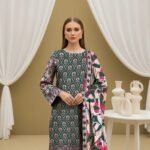 3 Piece Digital Print Elegant Linen - Unstitched Green