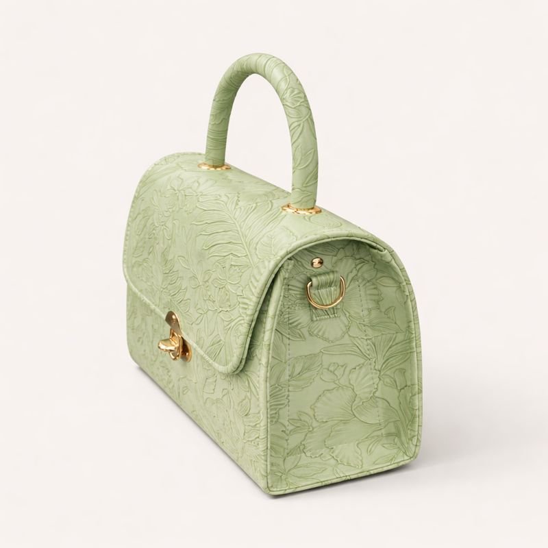 Blush Bloom Satchel Handbag for Women - Green side