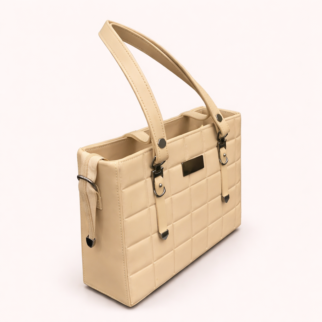 City Grid Handbag for Women - Beige side