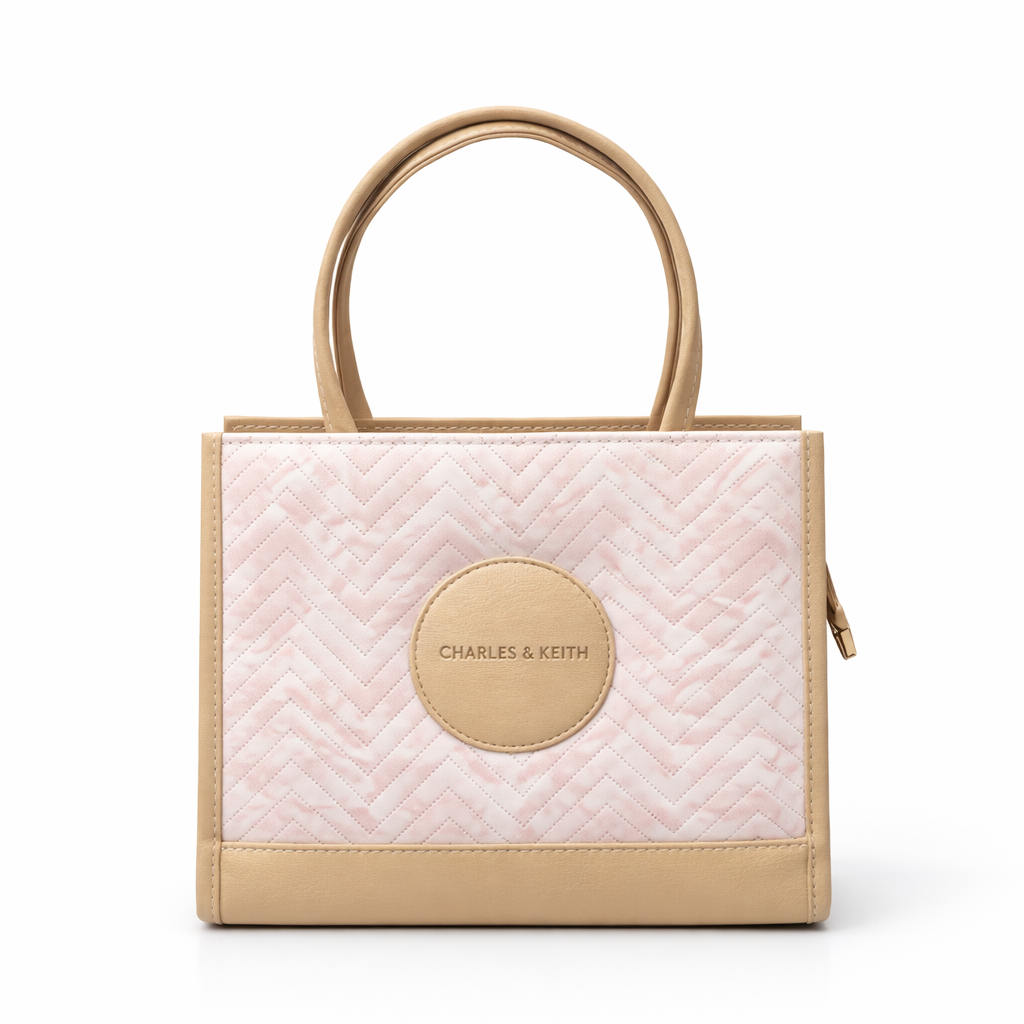 Classic Blush Bloom Satchel Handbag Beige