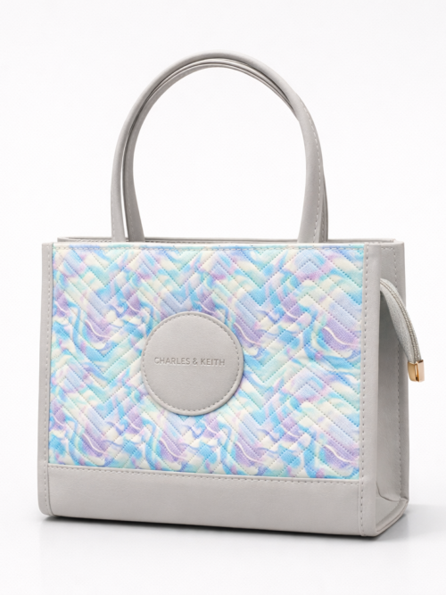 Classic Blush Bloom Satchel Handbag Blue